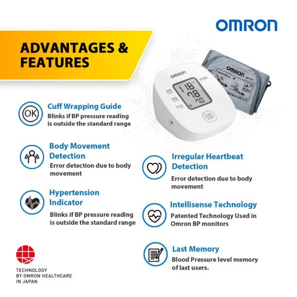 Omron HEM 7121J with Cuff Wrapping Guide and IntelliSense Technology